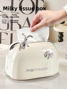 Luxury Living Room Tissue Box Spring Draw Tissue Box Tea Table Storage Box High-End Creative Plastic Tissue Box Organizer