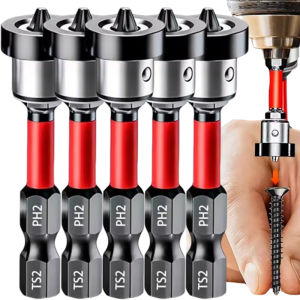 5pcs Magnetic Positioning Screwdriver Bits / PH2 Gypsum Board Locating Batch Head Tools / Woodworking Screw Hex Shank