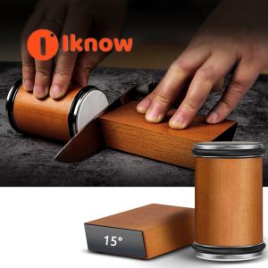 I know Wooden Rolling Knife Sharpener with Aluminum Alloy and Diamond Abrasive Wheel - Precision Sharpening Tool for Kitchen Knives