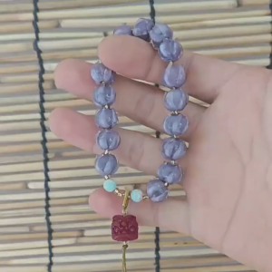 Cinnabar Waking Lion Glaze Bracelet Transit beads Cultural Games Plate Play Gifts朱砂醒狮琉璃手链 转运珠 文玩 盘玩 送礼