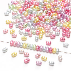 50Pcs 8x5mm Acrylic Pearl Lustre Colorful Peanut Beads Charms for Jewelry Making DIY Bracelet Necklace Earrings Accessories