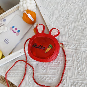 Túi Đeo Chéo Hình Thỏ Hoạt Hình Cho Trẻ Em Túi Da PU Có Khóa Kéo Túi Xách Đa Năng Cho Bé Gái Túi Đeo Vai Hình Mèo Thỏ Dễ Thương