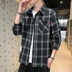 Trendy Plaid Long Sleeve Shirt for Teens Spring Autumn New American Style Outerwear Breathable Polyester Cotton Blend Summer
