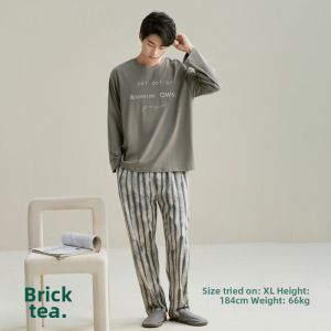 Soft Cotton Mens Sleepwear Autumn Winter