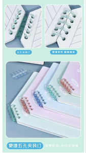 B5 Slant Flip Up Notebook Refills Loose Leaf Horizontal Spiral Notepad PP Waterproof Detachable 60 Sheets