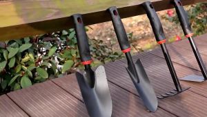 Bộ Dụng Cụ Làm Vườn Mini 4 Món gồm Cuốc Xẻng Cào Bằng Thép Sơn Tĩnh Điện Tay Cầm Cao Su Chống Trượt