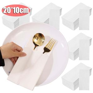 10/25Pcs White Disposable Cutlery Bag Knife Fork Pad Napkin Paper Built-In Flatware Pocket Wedding Anniversary Party Supply