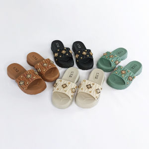 Sandal Wedges Jelly Low Heel Wanita Selop Santai Cewek Jalan Motif Terbaru Simple BISA COD SPT-85