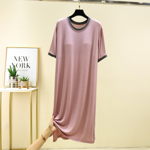 Modal แขนสั้นชุดนอนฤดูร้อนสําหรับผู้หญิงหลวม Fit Casual Homewear ชุดฐานอเนกประสงค์ขนาดใหญ่ชุดยาว