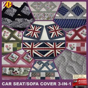 ZH Car Seat Cover Lapik Kerusi Kereta Cover Car Seat 3in1 Cover For Car Seat Material Patchwork and Baldu
