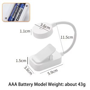 1pc Portable LED Clip-on Reading Light 3 Modes Adjustable Eye Protection Clip-On Study Reading Lamp for Travel Bedroom Book