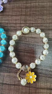 LAVOI GL2029 GELANG WANITA VINTAGE MODEL KRISTAL BULAT DENGAN MOTIF BUNGA DAISY PREMIUM STYLE FASHION WANITA