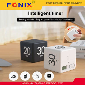 FONIX Cube Timer Digital Kitchen Timer Countdown Alarm Time Management and Countdown Settings with Gravity Sensor Flip Timer for Studying Cooking Reading  Exercise (15-20-30-60 Minutes)