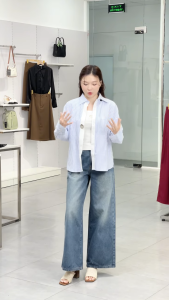 [MUA 2 GIẢM 25K] Quần jeans nữ ống rộng cạp trễ wash xanh xám jeans mềm dày dặn năng động thời trang GUMAC QJF04031