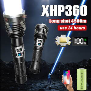 XHP360 Most Powerful LED Flashlight Super Bright Tactical Torch USB Rechargeable Zoom Lamp 26650 Camping Fishing Work Light