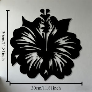 CIFbuy | Flat Hibiscus Flower Metal Wall Art Iron Floral Statue Mural Indoor Outdoor Decor for Living Room Bedroom & Office