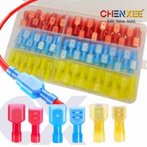 Nylon Spade Wire ConnectorElectrical Fully Insulated Crimps Terminal Quick Disconnect for Speaker Auto Stereo Wiring Auto Boat