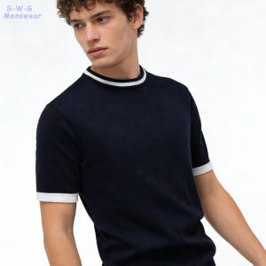 Mens Summer Knit T-Shirts Crewneck Casual Shirt Texture Crewneck Knit Shirt Short Sleeve Vintage Tee Shirt Crochet Top
