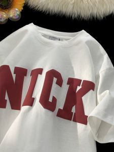 American Streetwear Letter Foaming Short Sleeve Mens Summer Cleanfit Trendy Brand Heavyweight Loose High-End Feeling T-shirt