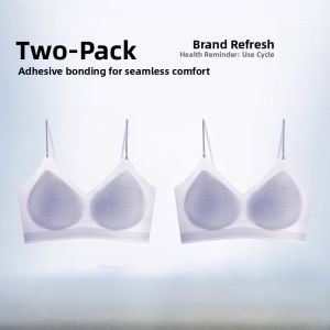 PIER N°5 | Spring Summer Lingerie Womens Gathered Seamless Thin Strap Bralette High School Girl Slim Shoulder Band Beautiful Back Tank Top