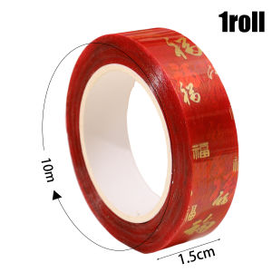 【On Sale】10M Fuzi Pattern Double-sided Adhesive Plaster Spring Festival Couplets Fixing Tape Chinese New Year Decor