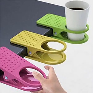 Portable Office Desk Cup Holder Multifunctional Tableside Clip on Cup Holder Coffee Mug Holder