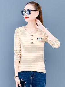 เสื้อยืดคอกลมลายทางแขนยาวทรงสลิมฟิตสำหรับผู้หญิง แฟชั่นฤดูใบไม้ร่วง 2025 เสื้อชั้นในลายทางแขนยาวคอวีสำหรับผู้หญิง