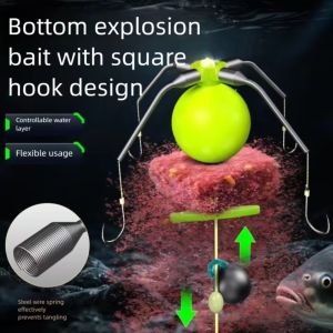 2025 String Hook Fishing Bait Cage 4 Hook Carbon Steel Line Group Feeder Sinker Float Sharp Fishing Spring Bait Cage Sea