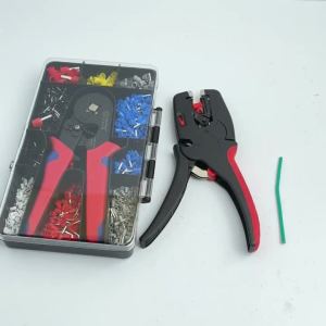 HSC8 6-4 Ferrule Crimping Tool Kit Self-Adjustable Crimper Plier with Wire Stripper Electrical Terminal Set with Storage Box