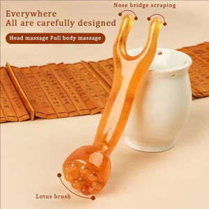 Dorisna Resin Lotus Pod Massager Face Eye Area Acupressure Scraping Tool for Facial Beauty Meridian Gua Sha Massage