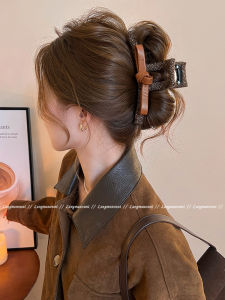 กิ๊บติดผมรูปผีเสื้อหนังสำหรับผู้หญิง 2025 ฤดูใบไม้ร่วง/ฤดูหนาว ทรงผมแบบมัดผม ทรงหางฉลาม ทรงหรูหรา สำหรับผมยาว ตกแต่งผม