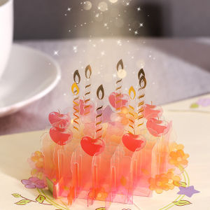 Birthday Cake Greeting Card 3D Stereo Foldable Japanese Beautiful Classy Creative Girlfriends Gift Exquisite Fancy Small Card