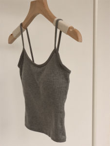 อัพเกรดแผ่นรองหน้าอกยาง เสื้อกั๊กผ้าคอตตอน ผู้หญิง ชุดชั้นใน ฤดูร้อน Fine สายคล้อง เสื้อกล้าม พร้อมถ้วยสีบริสุทธิ์ ยืดได้ ไฟเบอร์