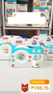 Fisher Price Feeding Dish Set (Plate Bowl Cup Spoon & Fork) Blue