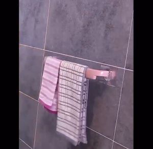 Bathroom towel rack punch-free kitchen single-layer hanger rack bathroom thickened towel bar rack
