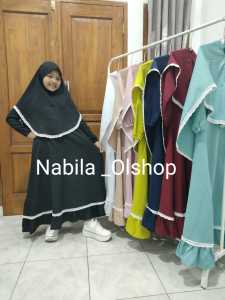 Gamis Anak | Muslim Anak Set Jilbab 1-12 Tahun Hitam