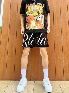 Rieeia Mens Fitness Basketball Shorts Breathable Quick Dry Summer Vintage Sportswear Knee-Length Four-Part American Style