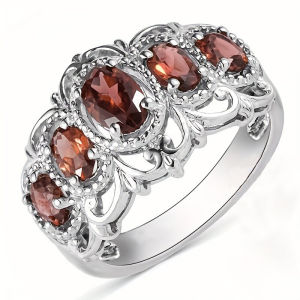 Huitan Luxury Women Ring Crown Engraved Design Wedding Engagement Inlaid Sparkling Red CZ Silver Color Accessories Jewelry Gift