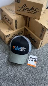 LINKSWEAR Topi Jaring Pria Trucker Hat Jaring Pria Dewasa Abu Hitam Grafis 083