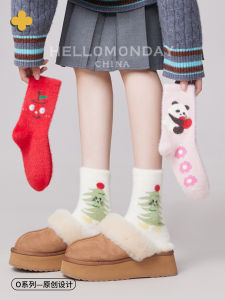 Tất Ống Dài Dày Dặn Ấm Áp Bằng Vải Nỉ Cáo Hoạt Hình Dễ Thương Cho Nữ Tất Ống Dài Bằng Vải Nỉ Cáo Cho Nữ Mùa Thu Đông