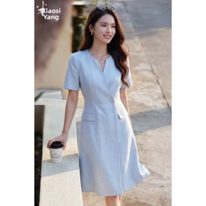 Misoshine | Elegant A-Line Waist-defining Office Dress for Interviews