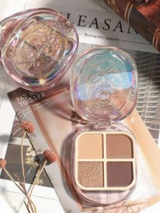 จานอายแชโดว์สี่สีของแท้แบบใหม่ปี2023จานเล็กสำหรับแต่งหน้าเนื้อด้านเคลือบเงาประกายแวววาวแบบพกพาสะดวก