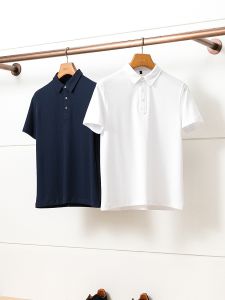 Omot Polo Shirt Business Casual Short Sleeve Cotton T-Shirt Standard Fit Fashion Urban Long Staple Cotton Summer Wear