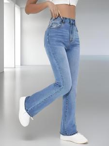 New womens hot jeans slimming European and American style casual versatile high waist washed Denim trousers for women