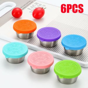 1pc Salad Dressing Container With 1.35oz/40ml Reusable Stainless Steel Cup And Leakproof Silicone Lids For Lunch Box and Picnic