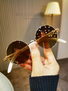 BULLE DE SAVON | Natural Horn Round Frame Sunglasses