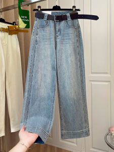 High Waist Straight Leg Jeans Womens Spring 2025 New Style Elastic Loose Wide Leg Pants Nine Points Self-Keeping Model