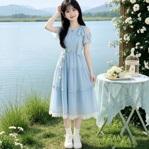 SHANGLEXIONG | Đầm Học Sinh Cho Bé Gái Mùa Hè 11-12 Tuổi