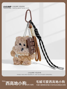 Cute West Highland Plush Keychain Bag Charm Cartoon Dog Doll Student Toy Key Accessory Creative Gift