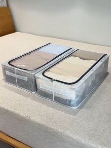 35L PVC Under bed Transparent storage box Clothes Storage Box Home organiser box Waterproo fstackable with Zipper Reinforced Handles